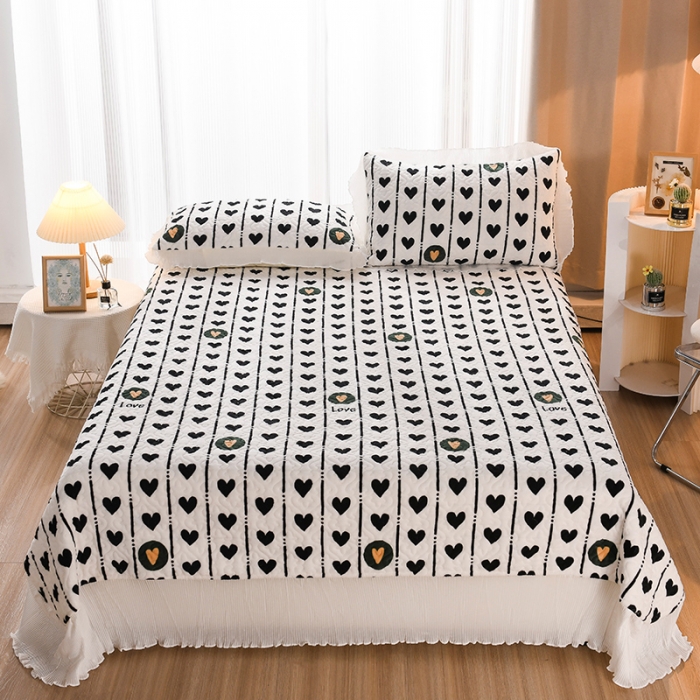 91家纺网 家纺一手货源 找家纺 迷仙巢 2022新款牛奶绒床盖款四件套 心心相印