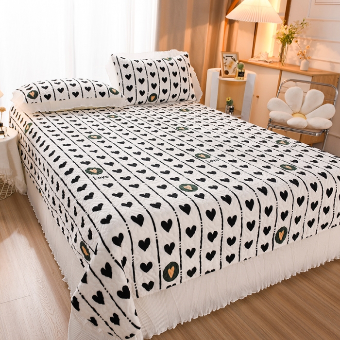 91家纺网 家纺一手货源 找家纺 迷仙巢 2022新款牛奶绒床盖款四件套 心心相印