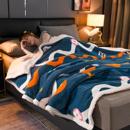 91家纺网 家纺一手货源 找家纺 迷仙巢 2022新款牛奶绒拼北极绒盖毯 心动