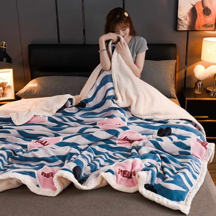 91家纺网 家纺一手货源 找家纺 （总）迷仙巢 2022新款牛奶绒拼北极绒盖毯