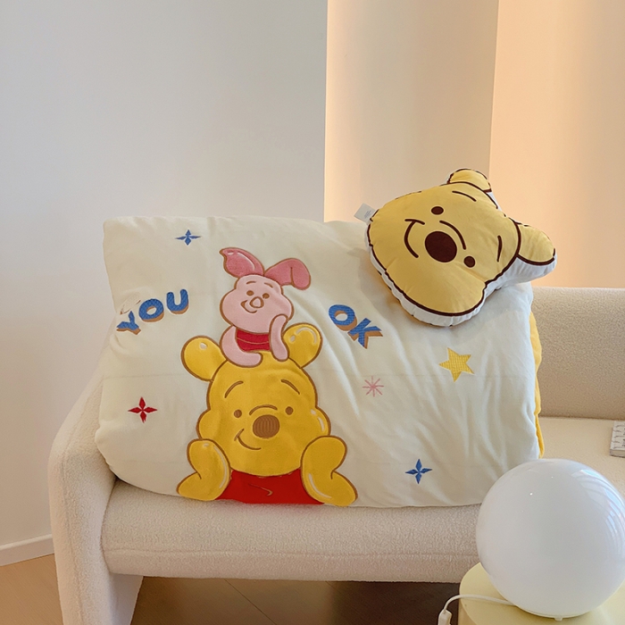 91家纺网 家纺一手货源 找家纺 星期八 2022新款230g双面牛奶绒迪士尼刺绣四件套 维尼熊