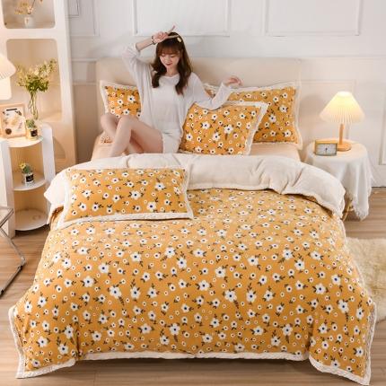 迷仙巢 2022新款牛奶绒拼北极绒贝贝绒包边四件套 田园生活