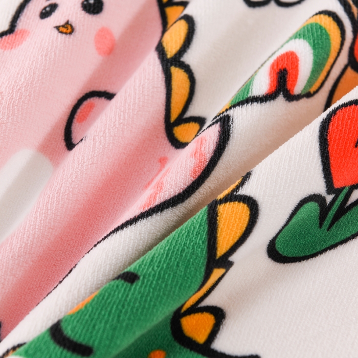 91家纺网 家纺一手货源 找家纺 迷仙巢 2022新款牛奶绒拼北极绒贝贝绒包边四件套 小恐龙