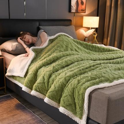 91家纺网 家纺一手货源 找家纺 迷仙巢 2022新款塔夫绒多功能盖毯 抹茶绿
