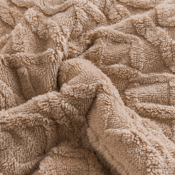 91家纺网 家纺一手货源 找家纺 迷仙巢 2022新款塔夫绒多功能盖毯 卡其色