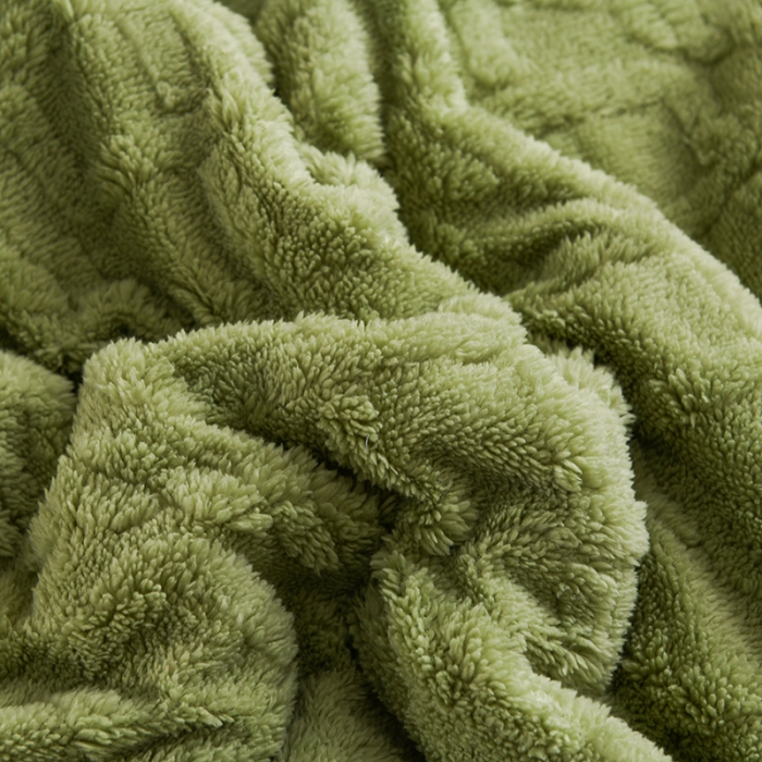 91家纺网 家纺一手货源 找家纺 迷仙巢 2022新款塔夫绒多功能盖毯 抹茶绿