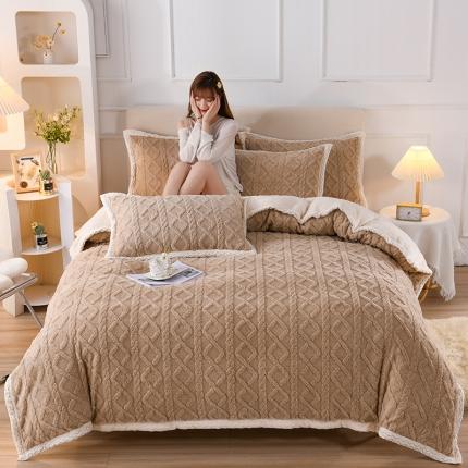 91家纺网 家纺一手货源 找家纺 迷仙巢 2022新款塔夫绒多功能盖毯 抹茶绿