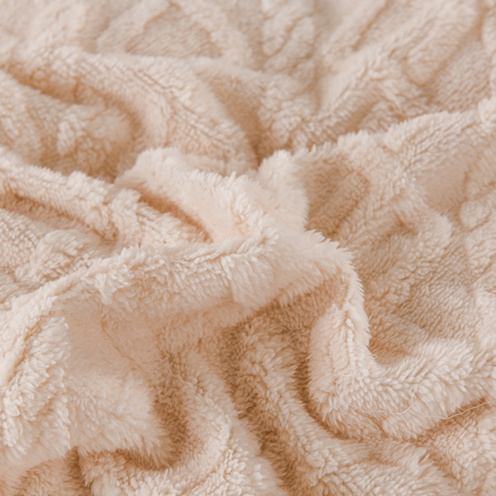 91家纺网 家纺一手货源 找家纺 迷仙巢 2022新款塔夫绒拼北极绒贝贝绒包边四件套 米白色