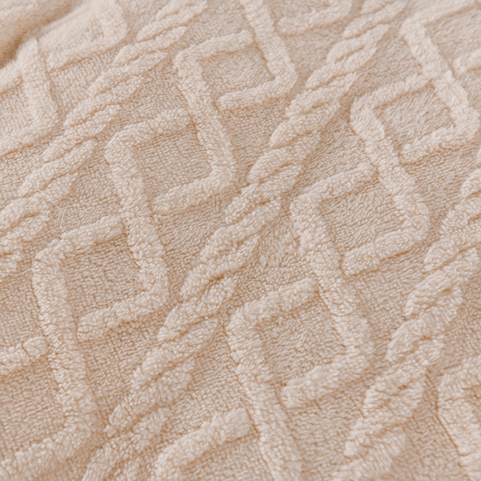 91家纺网 家纺一手货源 找家纺 迷仙巢 2022新款塔夫绒拼北极绒贝贝绒包边四件套 米白色