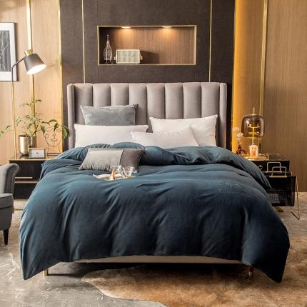 丽美人 2022新款加厚保暖纯色简约牛奶绒系列单品被套 孔雀蓝