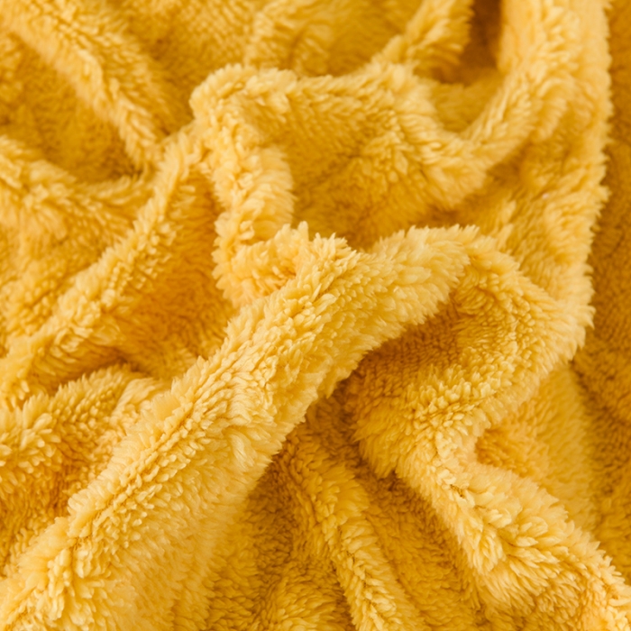 91家纺网 家纺一手货源 找家纺 迷仙巢 2022新款塔夫绒拼北极绒贝贝绒包边四件套 柠檬黄