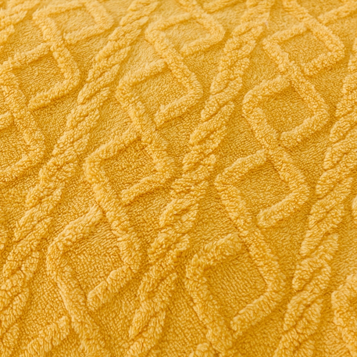 91家纺网 家纺一手货源 找家纺 迷仙巢 2022新款塔夫绒拼北极绒贝贝绒包边四件套 柠檬黄