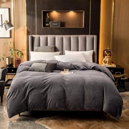 丽美人 2022新款加厚保暖纯色简约牛奶绒系列单品被套 摩登灰