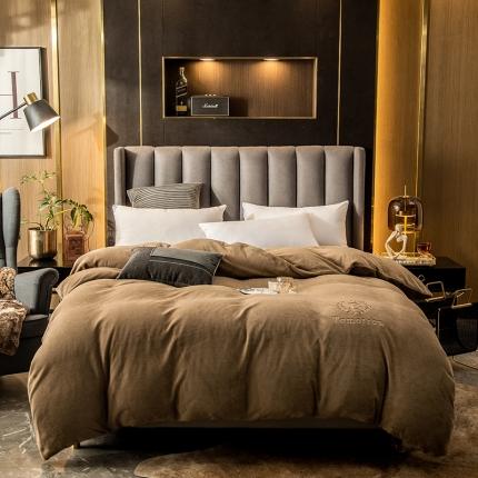 丽美人 2022新款加厚保暖纯色简约牛奶绒系列单品被套 香槟金