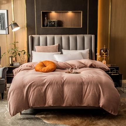 丽美人 2022新款加厚保暖纯色简约牛奶绒系列单品被套 湘妃色