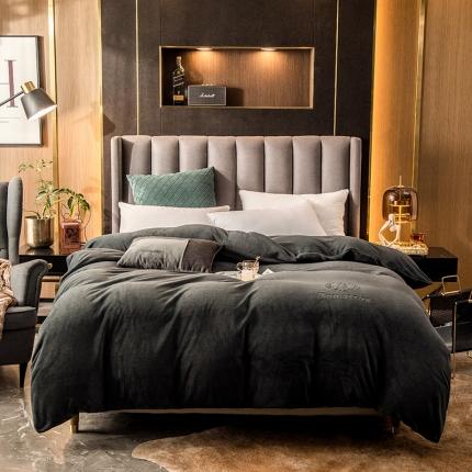 丽美人 2022新款加厚保暖纯色简约牛奶绒系列单品被套 英伦灰