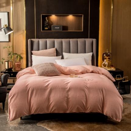 丽美人 2022新款加厚保暖纯色简约牛奶绒系列单品被套 樱花粉
