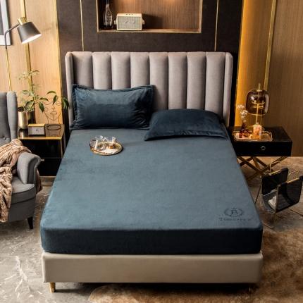 丽美人 2022新款加厚保暖纯色简约牛奶绒系列单品床笠 孔雀蓝