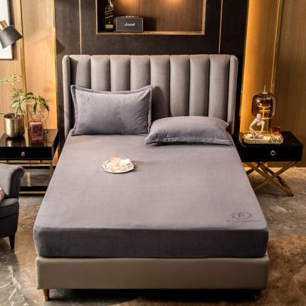 丽美人 2022新款加厚保暖纯色简约牛奶绒系列单品床笠 摩登灰
