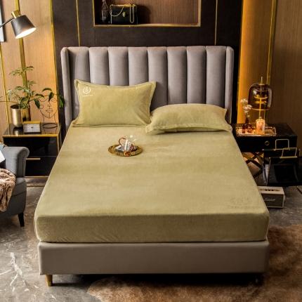 丽美人 2022新款加厚保暖纯色简约牛奶绒系列单品床笠 桃李杏