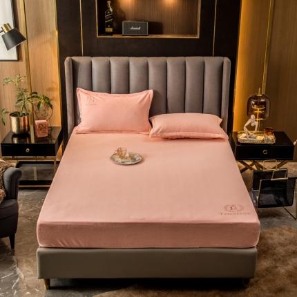 丽美人 2022新款加厚保暖纯色简约牛奶绒系列单品床笠 樱花粉