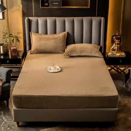 丽美人 2022新款加厚保暖纯色简约牛奶绒系列单品床笠 香槟金