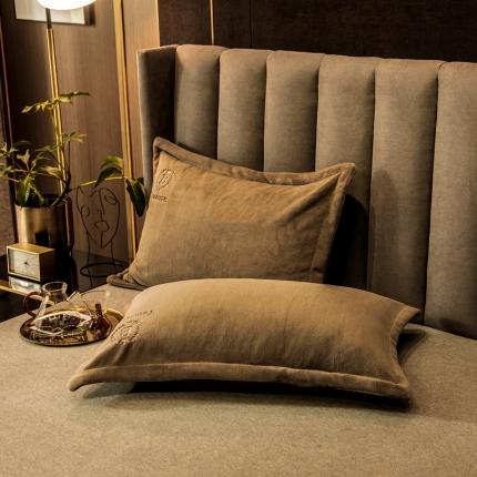 丽美人 2022新款加厚保暖纯色简约牛奶绒系列单品枕套 香槟金一只