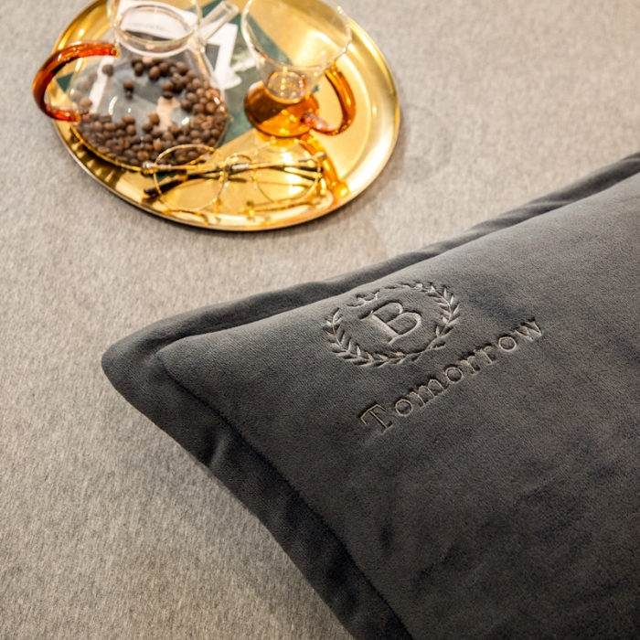 91家纺网 家纺一手货源 找家纺 丽美人 2022新款加厚保暖纯色简约牛奶绒系列单品枕套 英伦灰一只