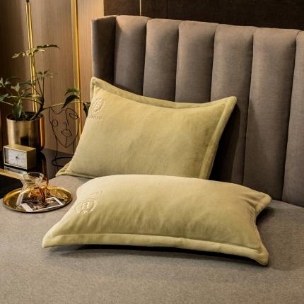 丽美人 2022新款加厚保暖纯色简约牛奶绒系列单品枕套 桃李杏一对