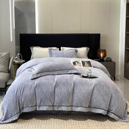 91家纺网 家纺一手货源 找家纺 优悦 2025新款加厚双面牛奶绒提花四件套 挪威-蓝