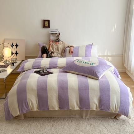 91家纺网 家纺一手货源 找家纺 （总）圆岛家纺 2022新款230克高克重牛奶绒保暖四件套