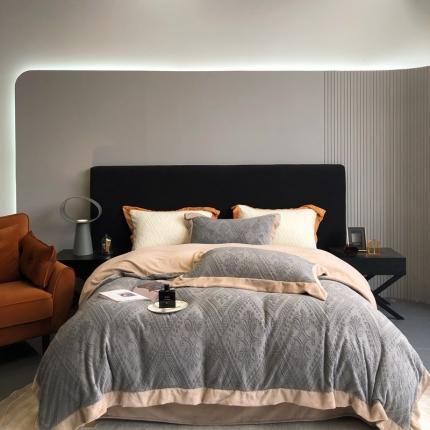 馨蕊 2022新款秋冬轻奢煦暖绒四件套-丽莎 丽莎-高级灰