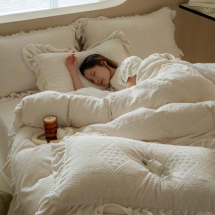 馨蕊 2022新款秋冬轻奢雕花绒煦暖绒四件套-温妮 温妮-元气白桃