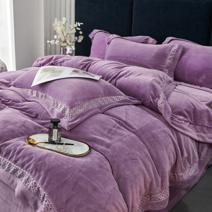 91家纺网 家纺一手货源 找家纺 总榻尚 22款牛奶婴儿绒公主长兔绒刺绣贴边四件套