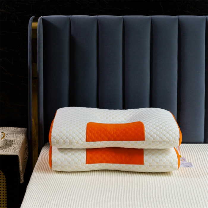 91家纺网 家纺一手货源 找家纺 多点家居2022新款4D立体按摩护颈枕 橙色