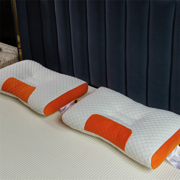 91家纺网 家纺一手货源 找家纺 多点家居2022新款4D立体按摩护颈枕 橙色