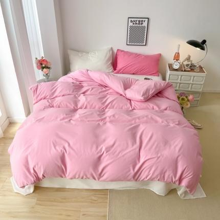 91家纺网 家纺一手货源 找家纺 雨帆家纺2022新款纯色系列四件套 草莓奶昔