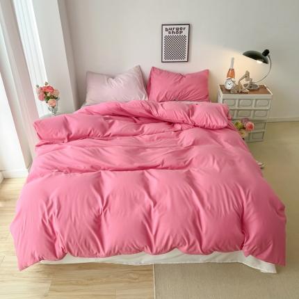 91家纺网 家纺一手货源 找家纺 雨帆家纺2022新款纯色系列四件套 慕斯玫瑰