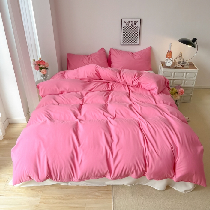 91家纺网 家纺一手货源 找家纺 雨帆家纺2022新款纯色系列四件套 红宝石之眼