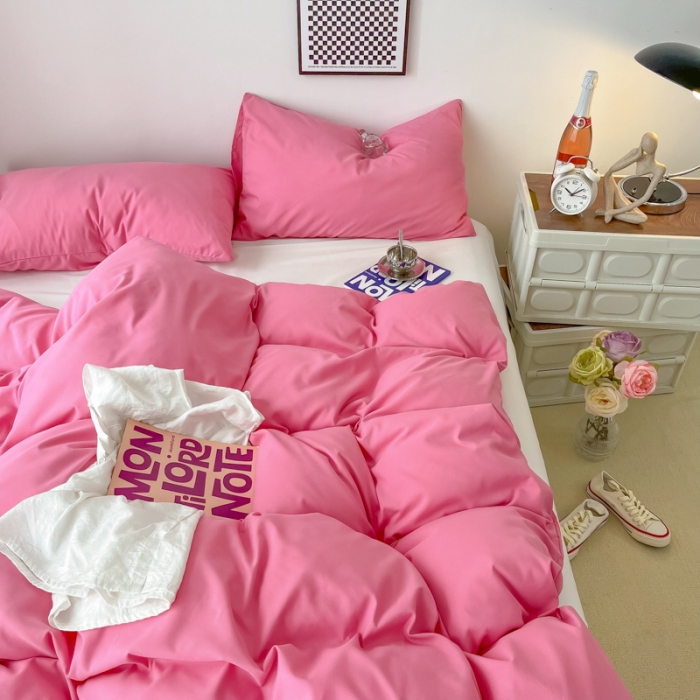 91家纺网 家纺一手货源 找家纺 雨帆家纺2022新款纯色系列四件套 红宝石之眼