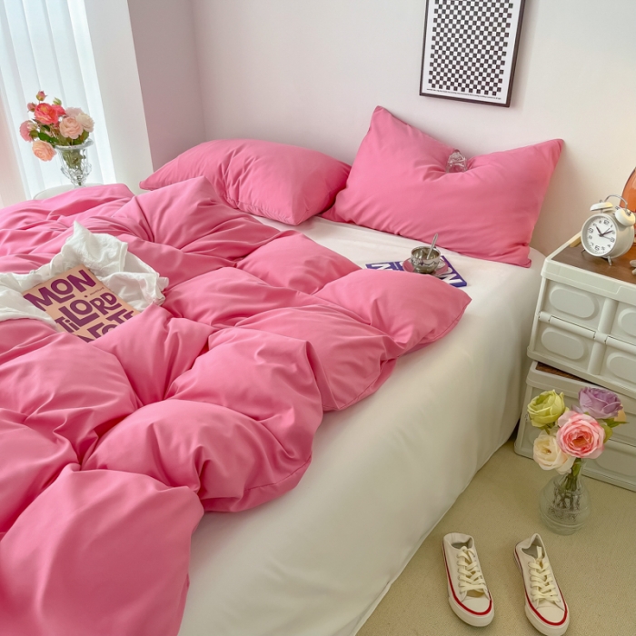 91家纺网 家纺一手货源 找家纺 雨帆家纺2022新款纯色系列四件套 红宝石之眼