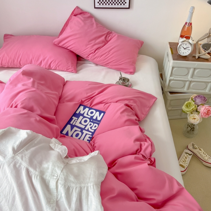 91家纺网 家纺一手货源 找家纺 雨帆家纺2022新款纯色系列四件套 红宝石之眼