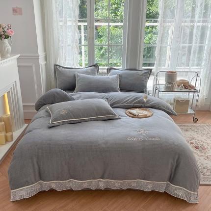 安妮 2022新款高克重牛奶绒-COCO小姐 灰