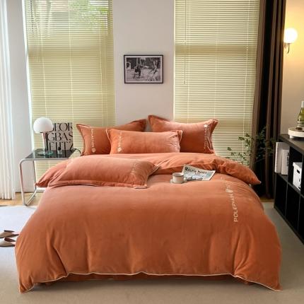 91家纺网 家纺一手货源 找家纺 （总）安妮 2022新款高克重牛奶绒刺绣嵌绳四件套-罗缦