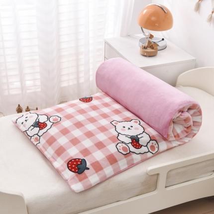小脚丫2022秋冬幼儿园床垫牛奶绒儿童保暖床褥垫 草莓熊