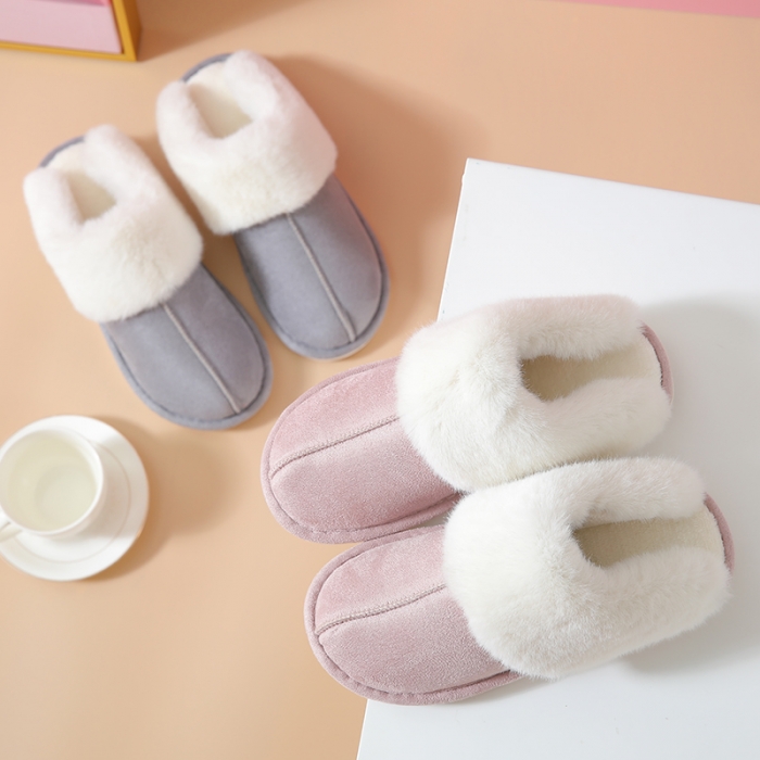 91家纺网 家纺一手货源 找家纺  【毛绒拖鞋】日式西川家居毛绒拖鞋秋冬保暖情侣防滑防水保暖