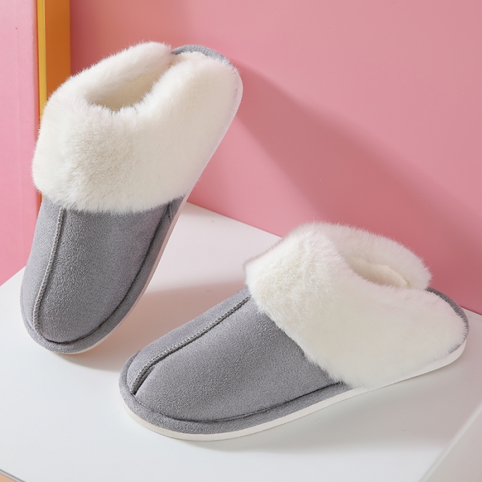 91家纺网 家纺一手货源 找家纺  【毛绒拖鞋】日式西川家居毛绒拖鞋秋冬保暖情侣防滑防水保暖