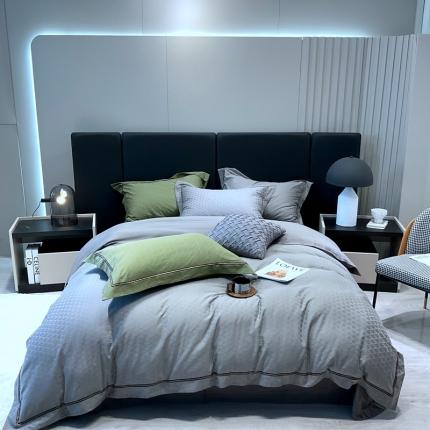 91家纺网 家纺一手货源 找家纺 橘滋 2022新款100支水洗提花全棉四件套 卡迪-灰