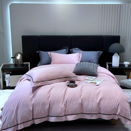 91家纺网 家纺一手货源 找家纺 橘滋 2022新款100支水洗提花全棉四件套 卡迪-粉