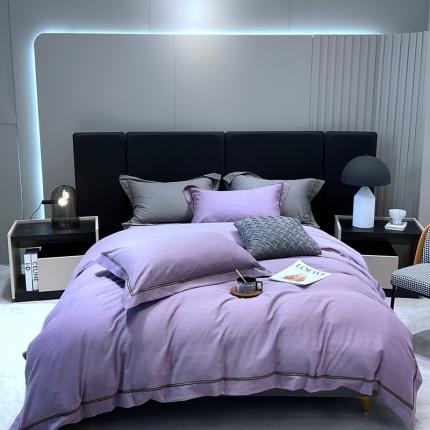 91家纺网 家纺一手货源 找家纺 橘滋 2022新款100支水洗提花全棉四件套 卡迪-紫